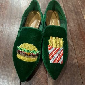 Kurt Geiger London Hamburger and Fries Velvet Flat Loafers